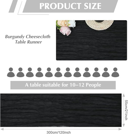 10 Pack Black Cheesecloth Table Runner -21*120Inch Long Boho Wedding Table Decor - Image 2