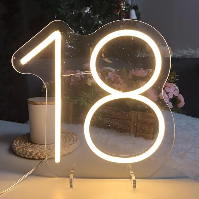 18 Year Old Neon Sign for First Birthday Party Neon Sign Custom Light Up Sign by ZPLNOSIN