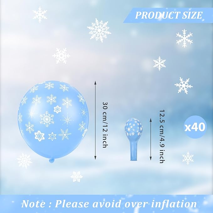 Skylety 40 Pieces Snowflake Balloons Bulk Winter Transparent Snowflake Latex - Image 2