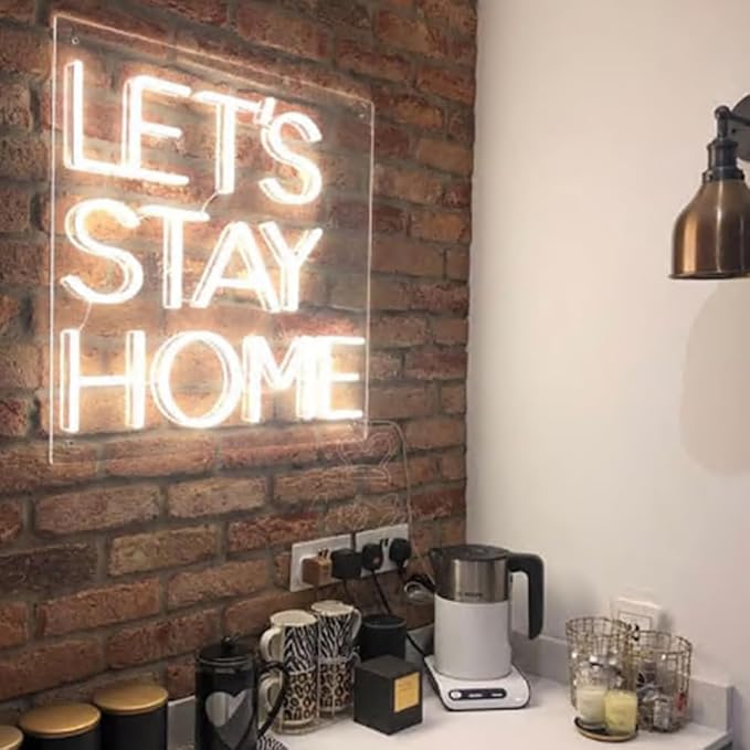 Let's Stay Home Neon Sign, Custom Home LED Neon Light Bedroom Living Room by BELISAMA
