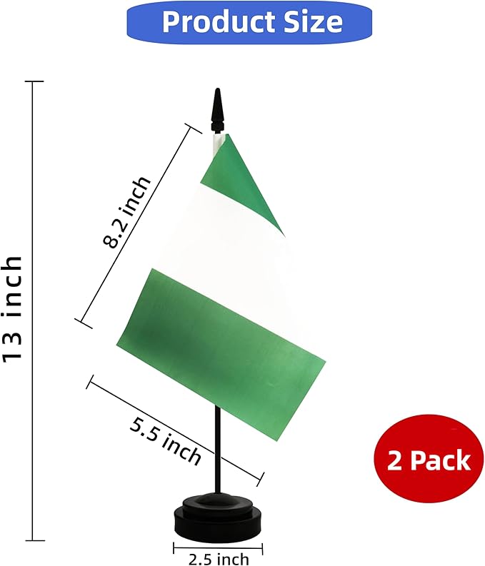 2 Pack Nigeria Desk Flag, Nigerian Table Office Flag - Image 2