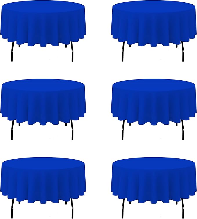 BRILLMAX 6 Pack Royal Blue Round Tablecloths 90 Inch by BRILLMAX