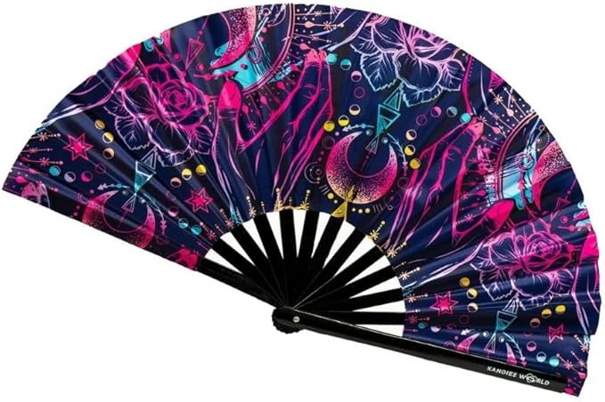 Kandies World UV Reactive Custom Festival Folding Hand Fan by KandiesWorld