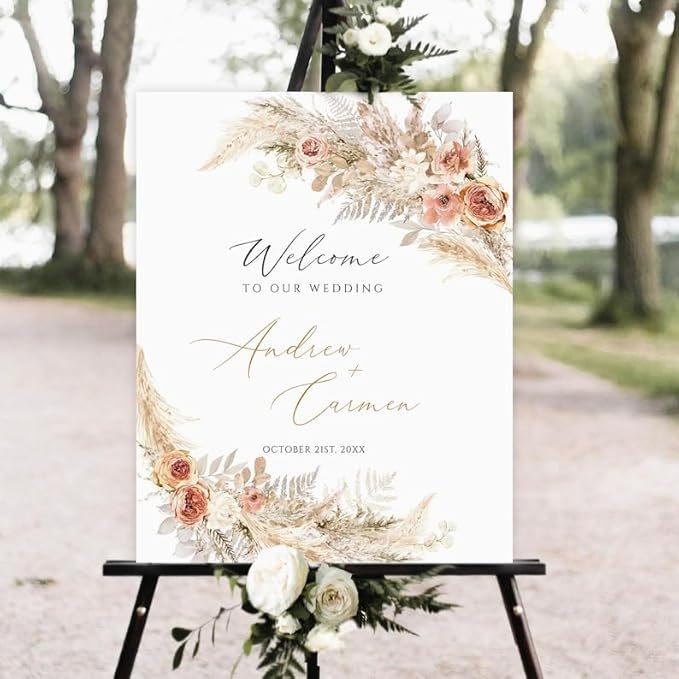 Pampas Grass Boho Wedding Welcome Sign Template - Image 2