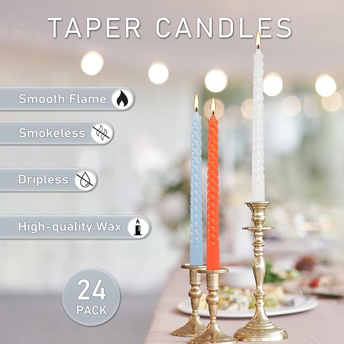 12-Pack 12-Color Spiral Taper Candles - Image 5
