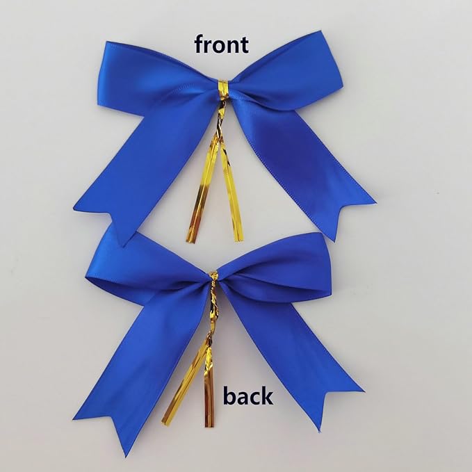 50pcs 3-1/2 Inch Blue Satin Ribbon Bows - Image 4