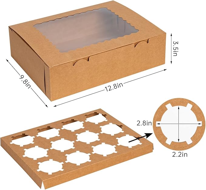 Rarapop 25 Pack Cupcake Boxes Hold 12 Standard Cupcakes, Food Grade Cupcake - Image 3