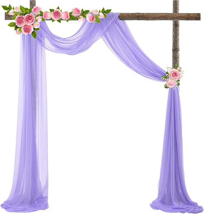 Wedding Arch Draping Fabric Lavender Purple Sheer Wedding Arch Drapes - Image 2