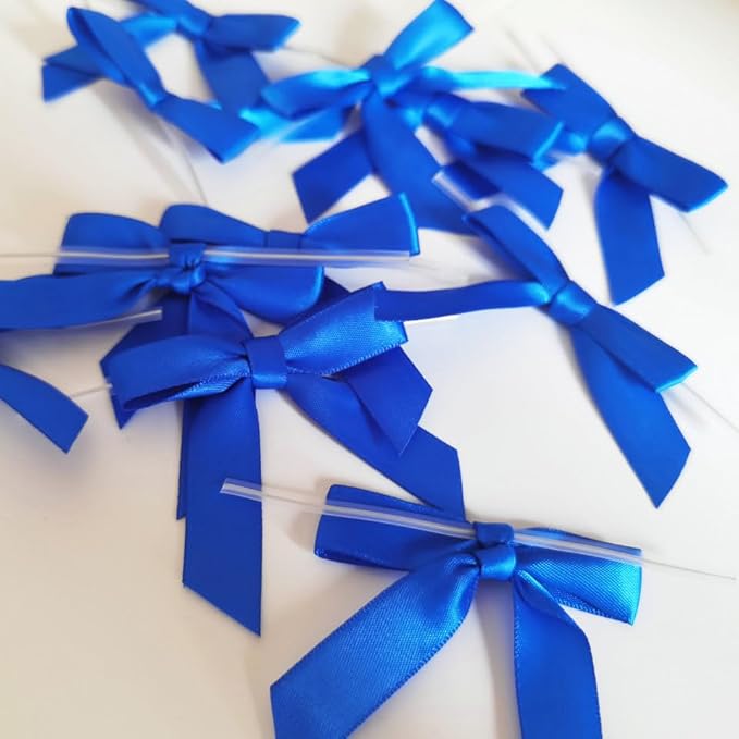 50pcs 2-1/2 Inch Blue Satin Ribbon Bows - Image 5