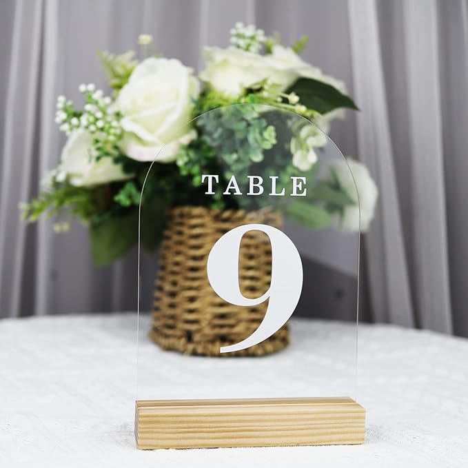 Clear Acrylic Sign with Wooden Stand Table Numbers DIY, 10 Pack Acrylic Sheets - Image 4