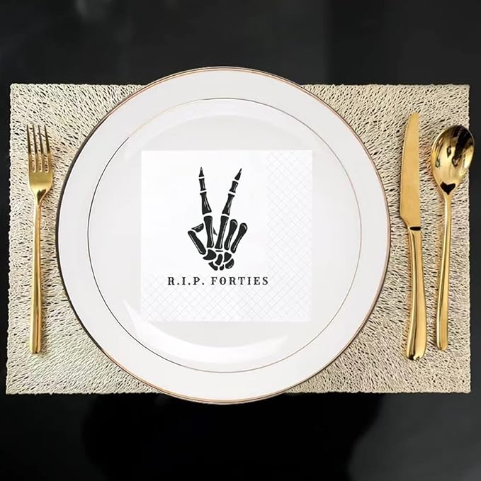 SharkBliss RIP Forties Cocktail Napkins, 100 Pack RIP Forties Death to My 40s - Image 5