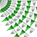 40M/130FT Green Silver Triangle Pennant Banner Flag Metallic Fabric Bunting by raqieden