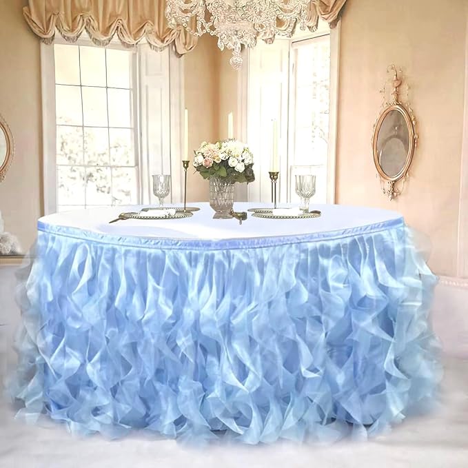 Luxury Organza Mesh Table Skirt Draping Floating Romance - Image 2