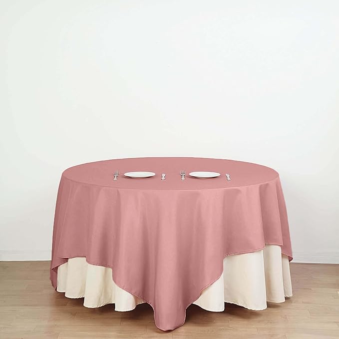Efavormart 90" Dusty Rose Wholesale Linens Polyester Square Linen Tablecloth - Image 9