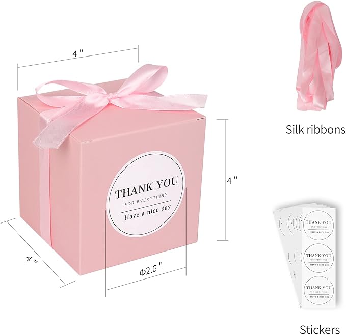 COTOPHER Small Gift Boxes 100 Pack 4x4x4 inches Pink Gift Boxes - Image 4