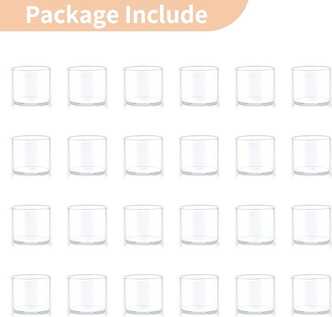 NUPTIO Glass Votive Candle Holders: Set of 24 Clear Tealight Holders Bulk - Image 7