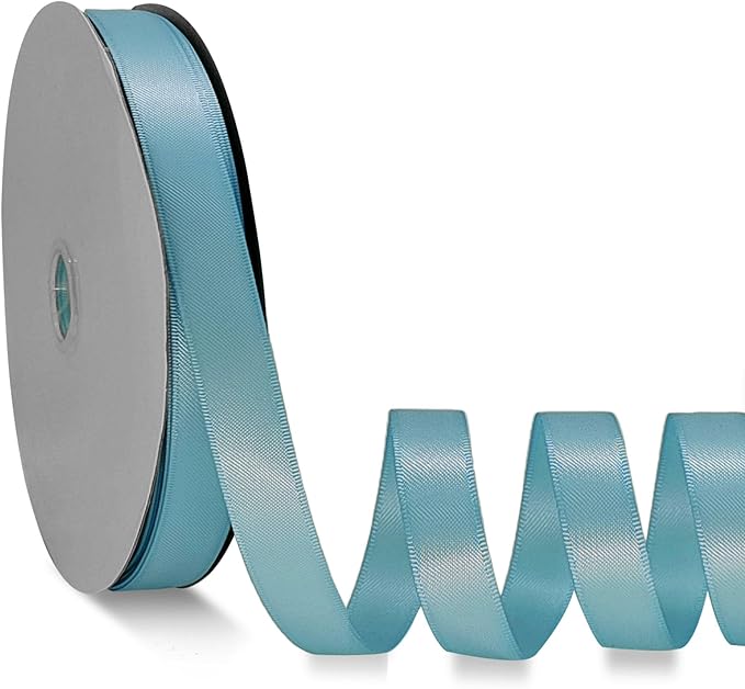 Light Blue Satin Ribbon Double Faced Satin 1/2 inch x 55 Yards Polyester Ribbon by OZXCHIXU