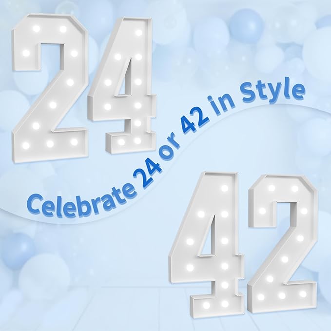 Marquee Numbers Large 42nd-Birthday Decorations: 4ft Light Up Number Party - Image 6