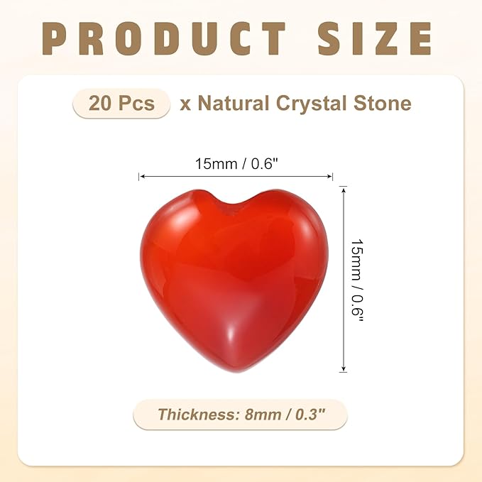 PATIKIL 20 Pcs Natural Heart Shaped Crystal Stone, 0.6 Inch Mini Polished Love - Image 2