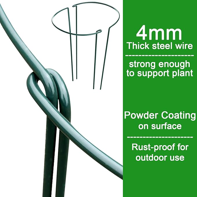 HiGift 10 Pack Peony Cages and Supports, Heavy Duty Metal Plant Support Stake - Image 2