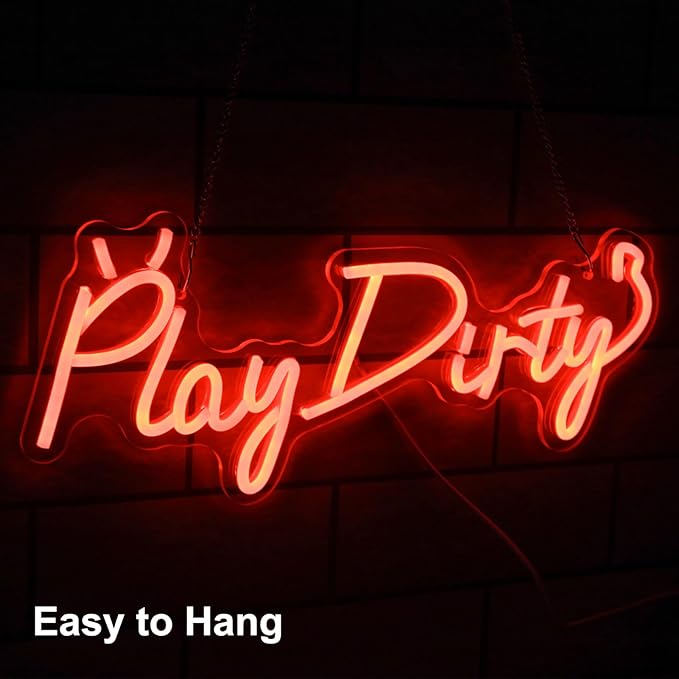 Play Dirty Neon Sign Red Letter LED Neon Lights Signs Devil Neon Signs - Image 2