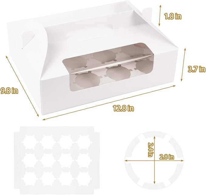White Cupcake Boxes 12 Count, and Inserts – Holds 360 Standard Cupcakes - Image 2