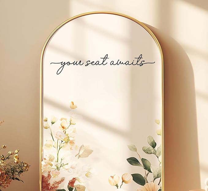 Your Seat Awaits Vinyl Decal, Wedding Seating Sticker, Mirror Decal - Image 2
