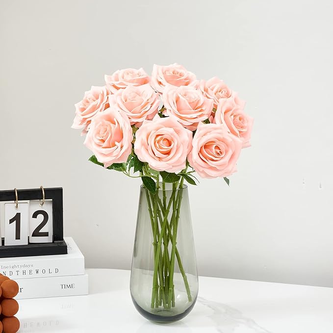 Artificial Rose 10pcs Open Flower Bouquet Faux Rose Stems - Image 2