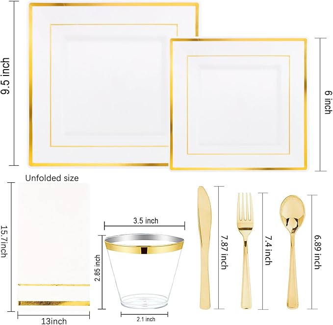 Festiva 350Pcs Gold Plastic Plates - Image 2