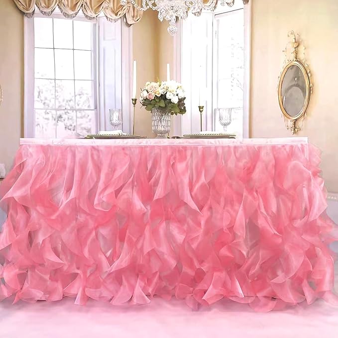 Luxury Organza Mesh Table Skirt Draping Floating Romance - Image 2