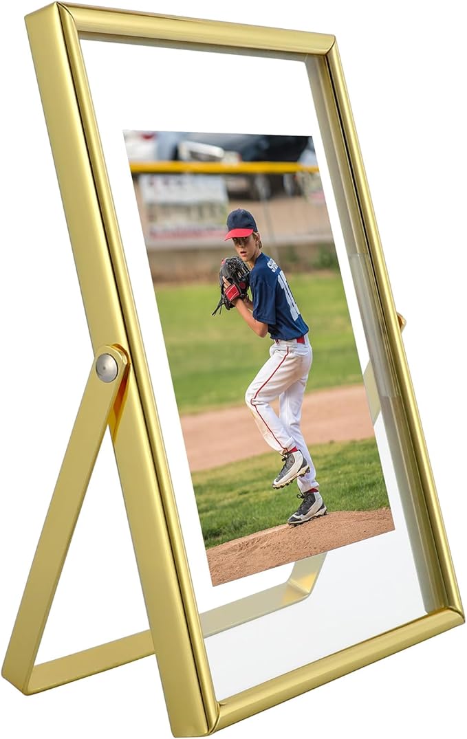 Gold Floating Frame, For Picture 3.5x5, Small Tabletop Photo Frame, Classy Gift by AhaGoOfficial