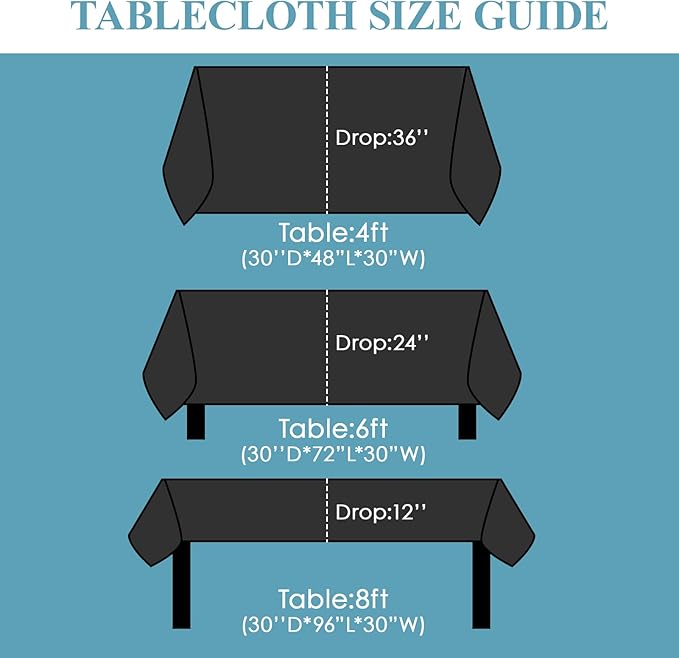 VidaFete Tablecloth 60 * 120nch 6pack Rectangle Table Cloth Polyester, Stain - Image 2
