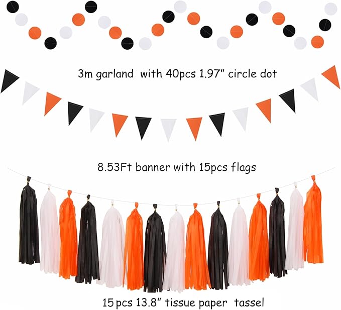 Black White Orange Halloween Party-Decorations - Image 3