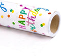 LeZakaa Birthday Wrapping Paper Roll, Happy Birthday Lettering & Colored Polka by LeZakaa