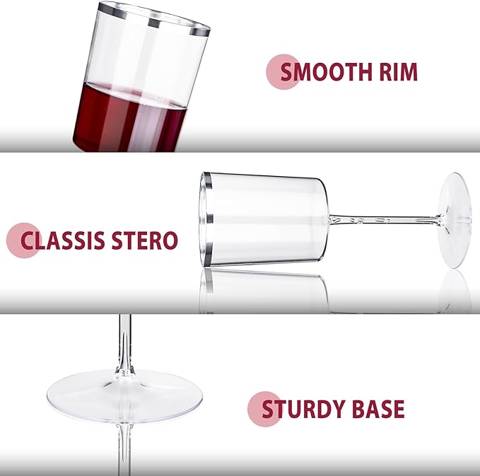 Ciaell 12 Pack Plastic Wine Glasses - 10 Oz Plastic Wine Glasses - Square - Image 8
