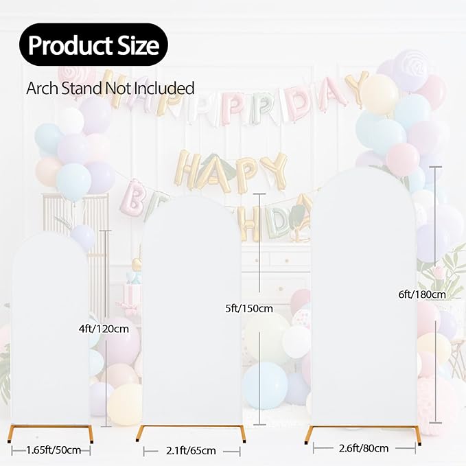 WEERRW White Arch Backdrop Cover Ballon Arch Stand Covers Set of 3 Spandex - Image 5