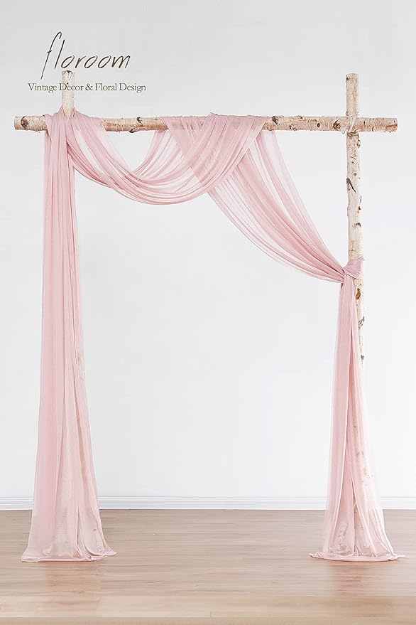 Floroom Wedding Arch Draping Fabric 2 Panels 20Ft Dusty Rose Chiffon Fabric - Image 2