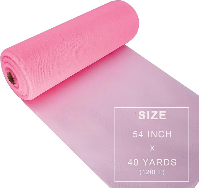 Pink Tulle Fabric Roll Spool Bolt Large Tulle Wedding Party Decoration - Image 3