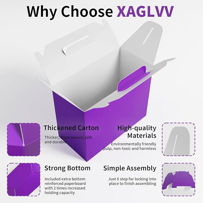 XAGLVV 24Pack Purple Boxes, Party Favor Boxes Packs 7 x3.5x 6.6 Inches - Image 4