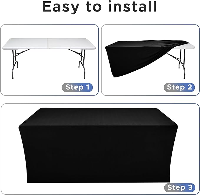 Nasitos 2 Pack Black Modern Rectangular Spandex & Polyester Blend Tablecloths - Image 4