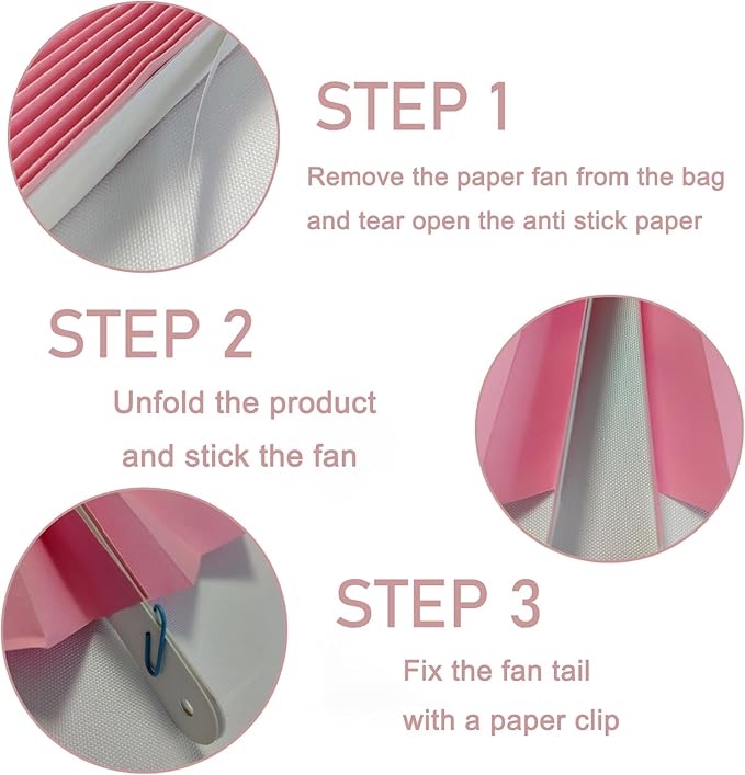 Pink Party Decorations, Baby Shower Decorations Party Paper Fans Bulk 8in - Image 3