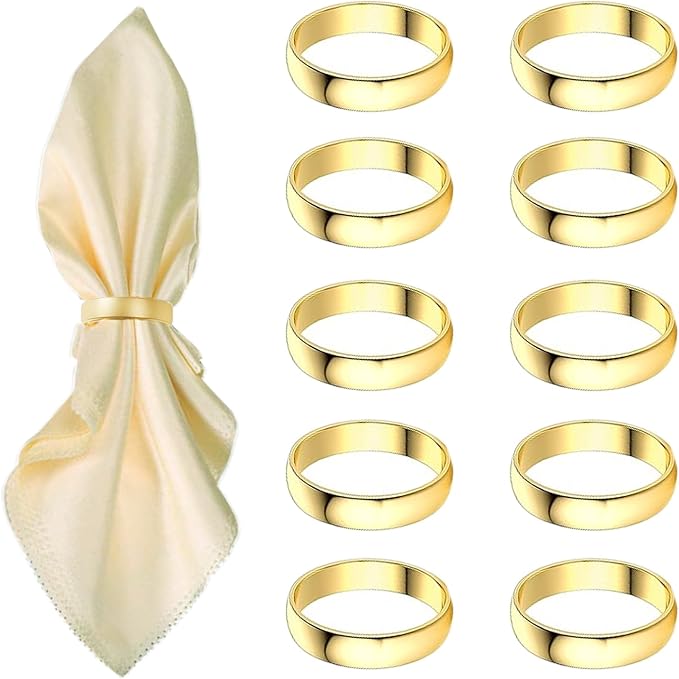 Gold Napkin Rings-10 Pcs Stainless Steel Napkin Rings, Metal Napkin Ring by GERILKAI