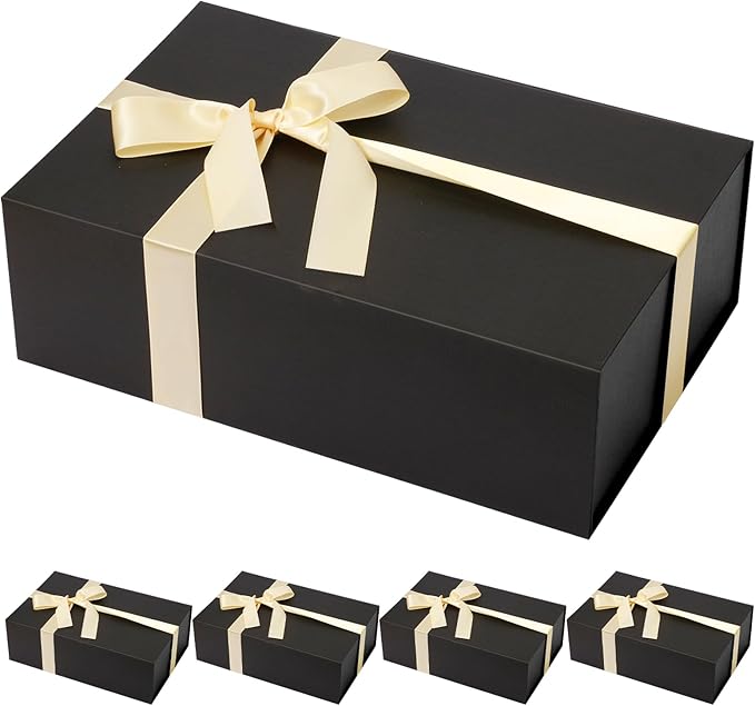 Rinrda 5 Pack Large Black Gift Box, 13.75"x9"x4.5", Gift Boxes by Rinrda