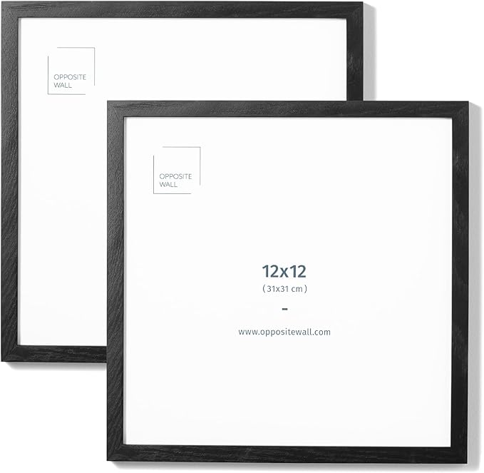 Opposite Wall - 12x12 in - Black Solid Oak Wood Picture Frame - Lightweight by OppositeWall