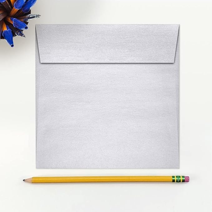 LUXPaper Square Invitation Envelopes | Peel & Press | 6" x 6" | Silver Metallic - Image 4