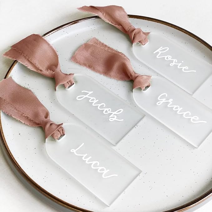 50Pcs Acrylic Place Card for Wedding Frosting Acrylic DIY Table Seating Cards by TETOU
