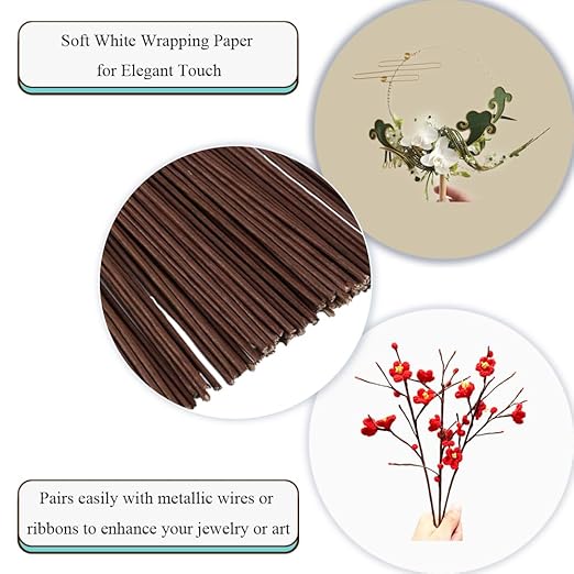 HAHIYO 18Gauge Brown Paper-Wrapped Metal Floral Wire 14 Inches, 70 Pack - Image 4