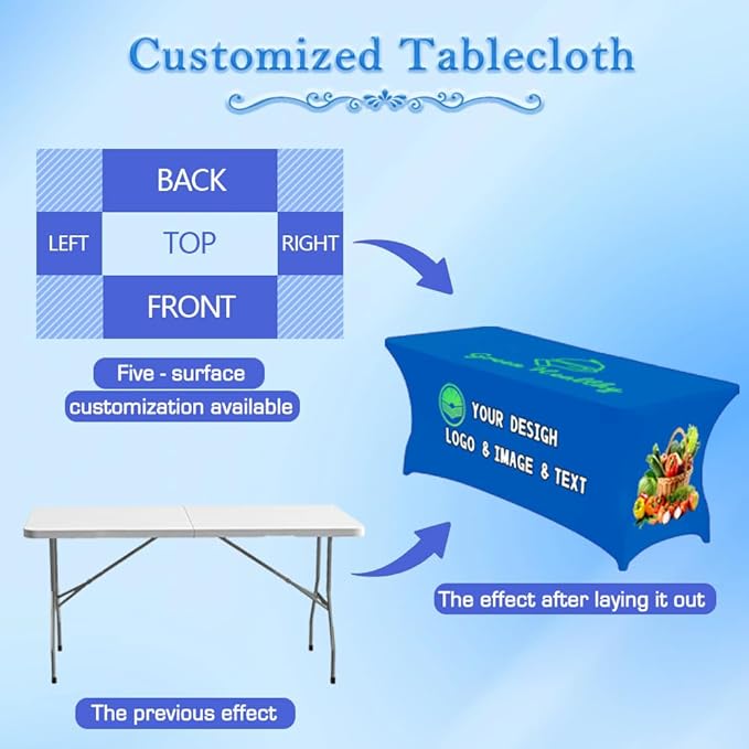 Custom Table Cloth with Business Logo 4FT 5FT 6 FT 8 FT Spandex Customized - Image 2