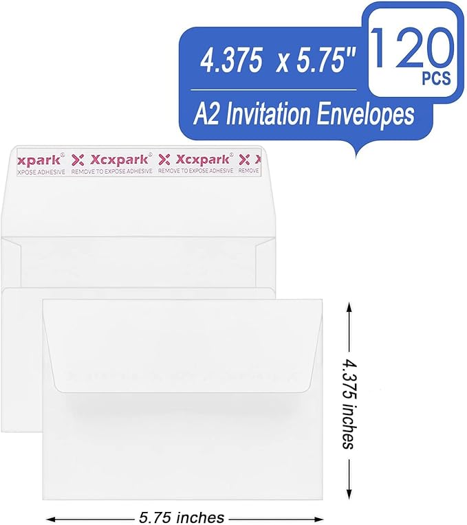 120 Qty Printable A2 Invitation Envelopes 4.375 x 5.75 Cards, Self Seal 120GSM - Image 2