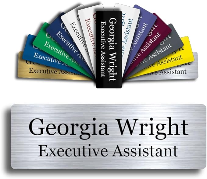 Custom Engraved Name Tag 1" x 3" Personalized Badge Magnetic or Pin Backing by GemAwards